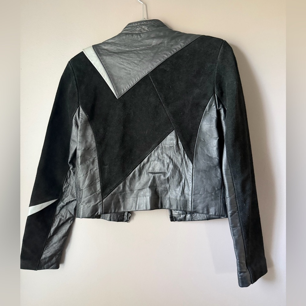 Wilsons Vintage Leather and Suede Black and Gray Women's Moto Jacket - Picture 9 of 9